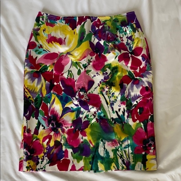 Jones New York Sz 4 Cotton/Silk Blend Floral Skirt - Picture 1 of 5